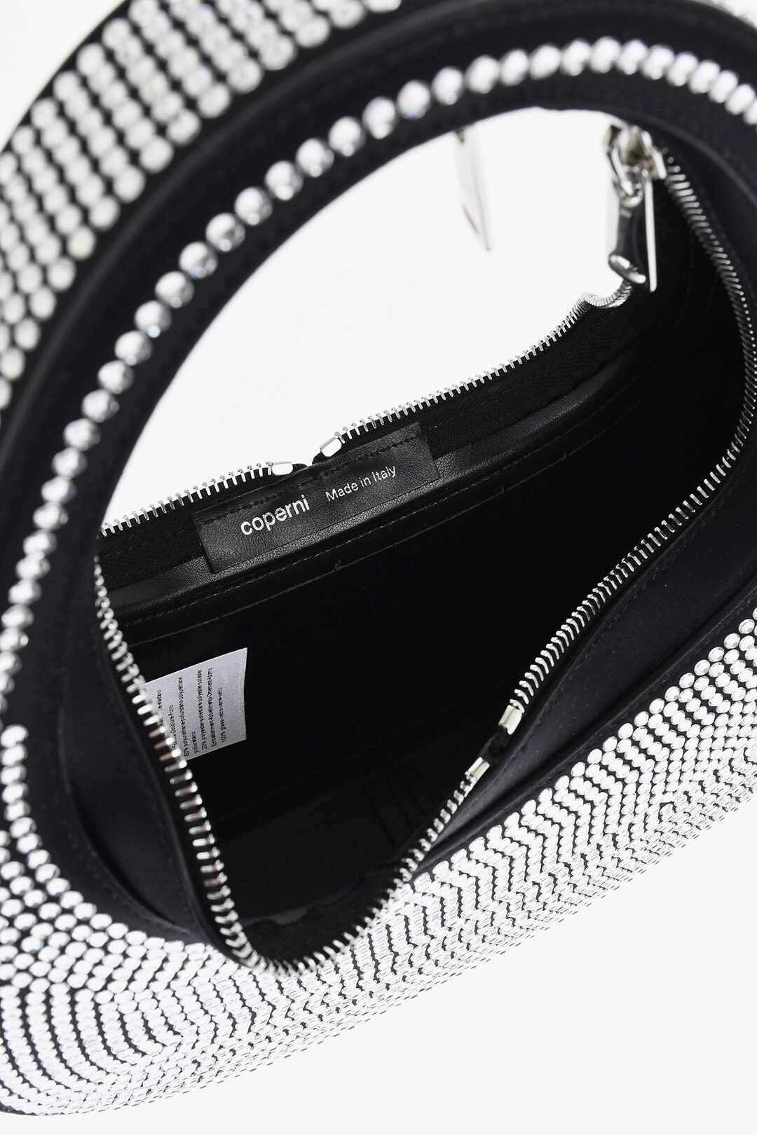Coperni Satin Effect Baguette Bag With Rinestone Applications