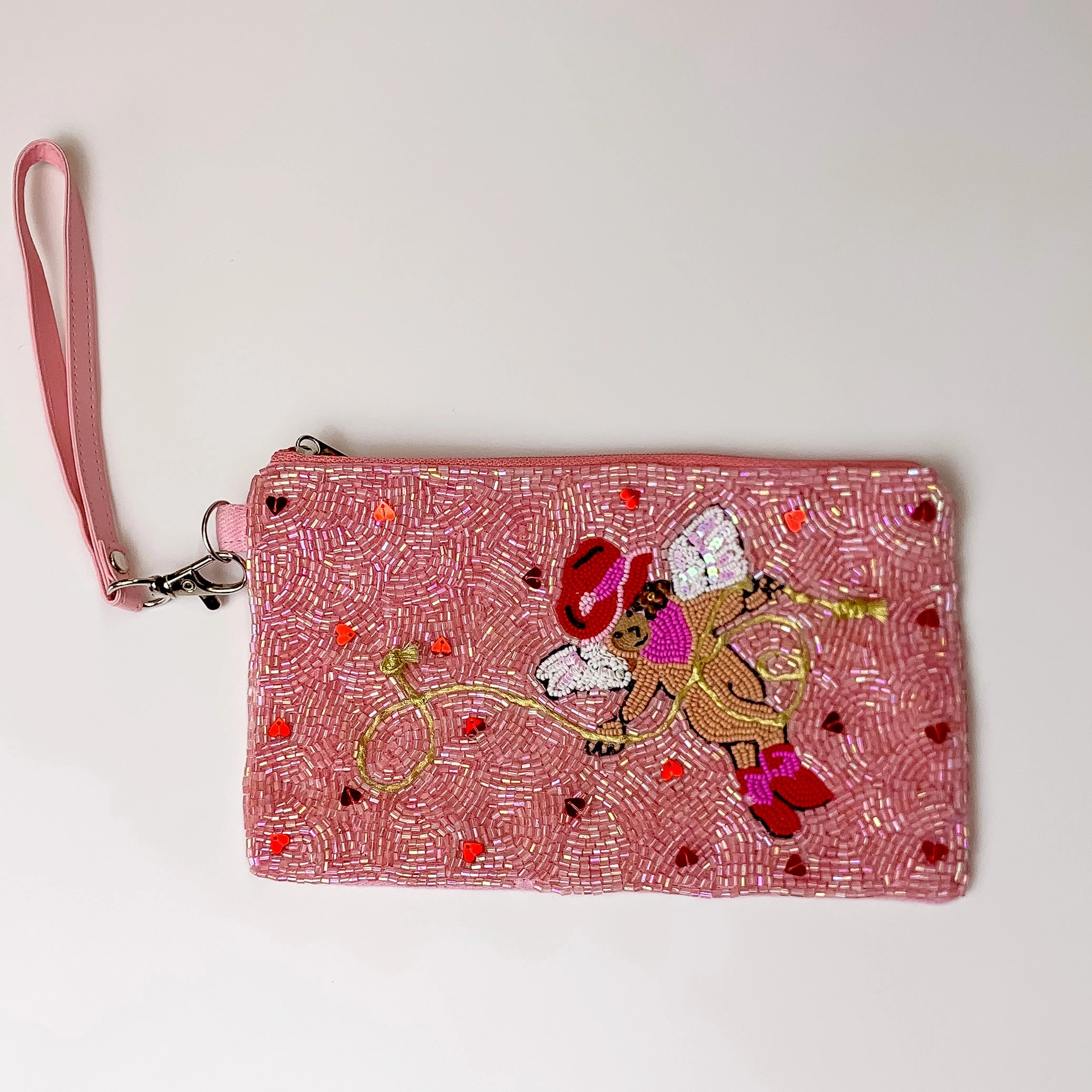 Cowboy Cupid Beaded Wristlet Coin Purse