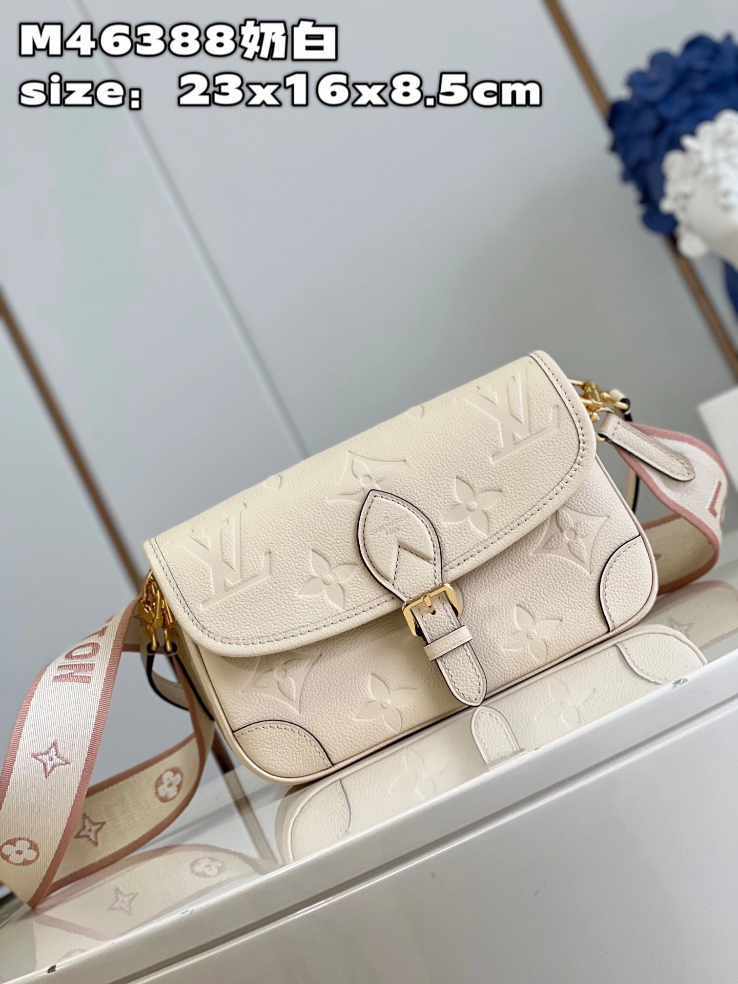 Cream Monogram Empreinte Leather Diane Leather Crossbody Bag for Women