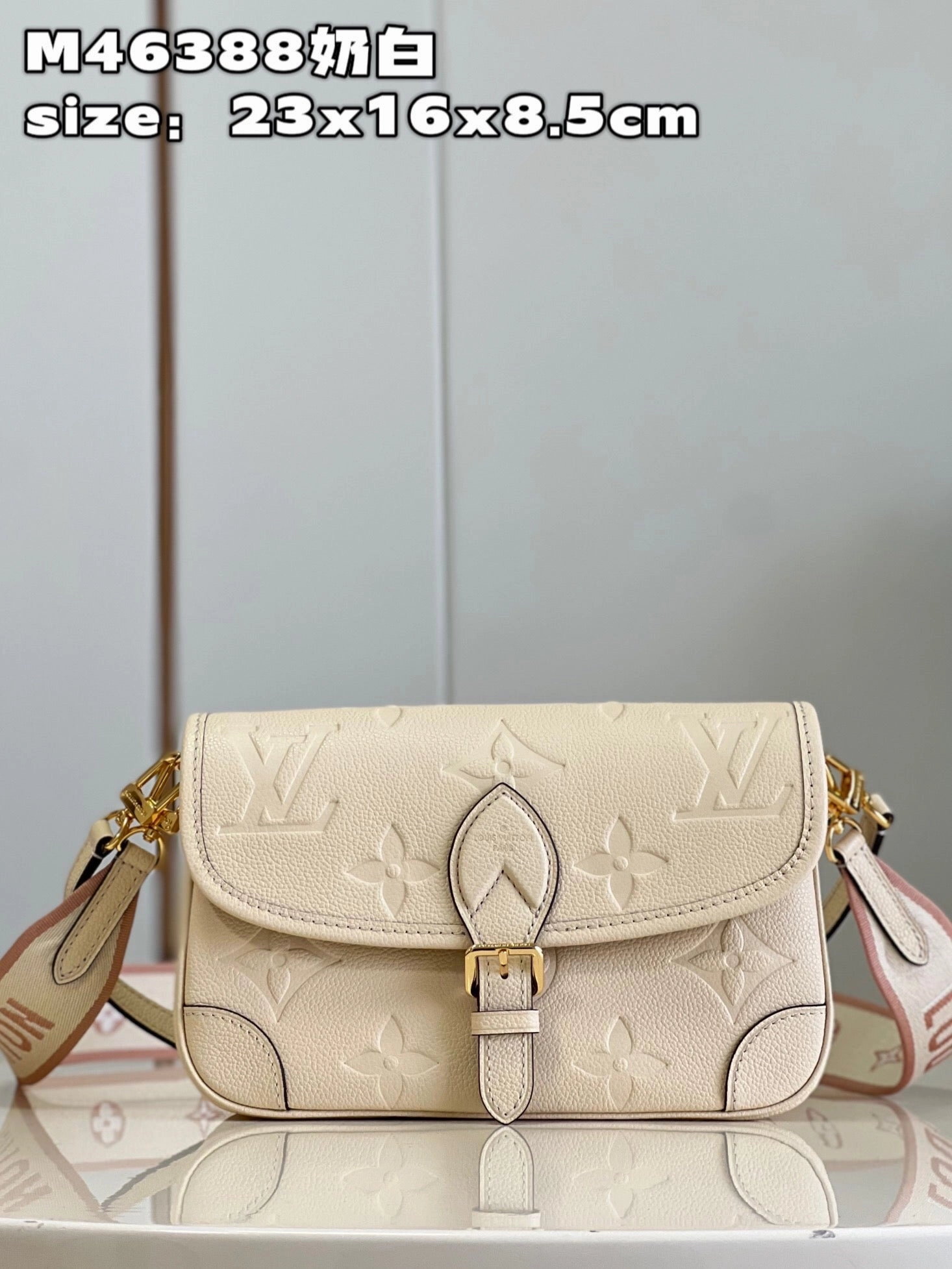 Cream Monogram Empreinte Leather Diane Leather Crossbody Bag for Women