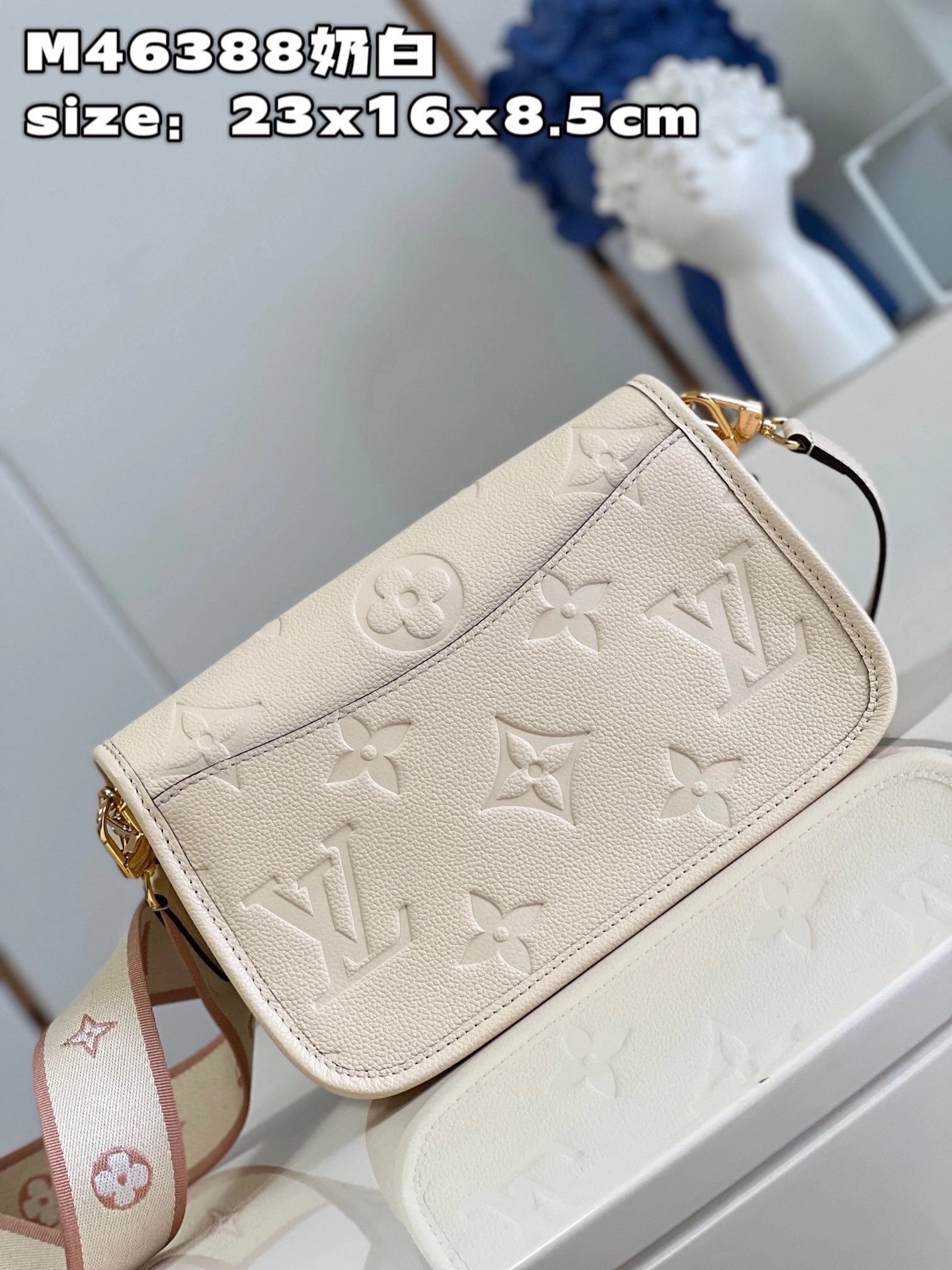 Cream Monogram Empreinte Leather Diane Leather Crossbody Bag for Women