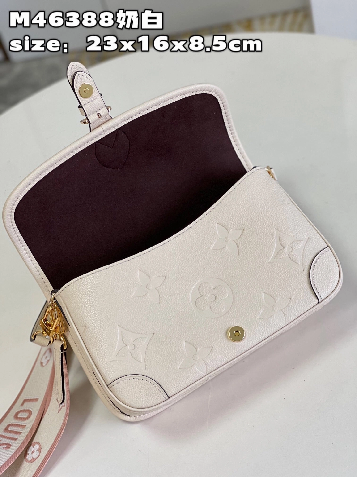 Cream Monogram Empreinte Leather Diane Leather Crossbody Bag for Women