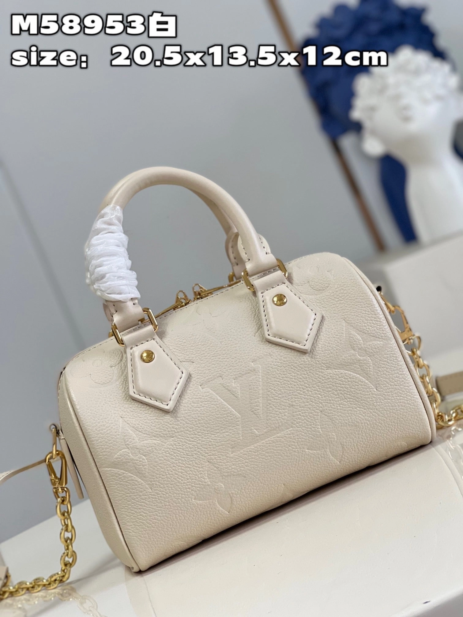 Cream Speedy Bandoulire 20 Leather Crossbody Bag for Women