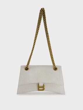 Crush Small Embossed Chain White Bag