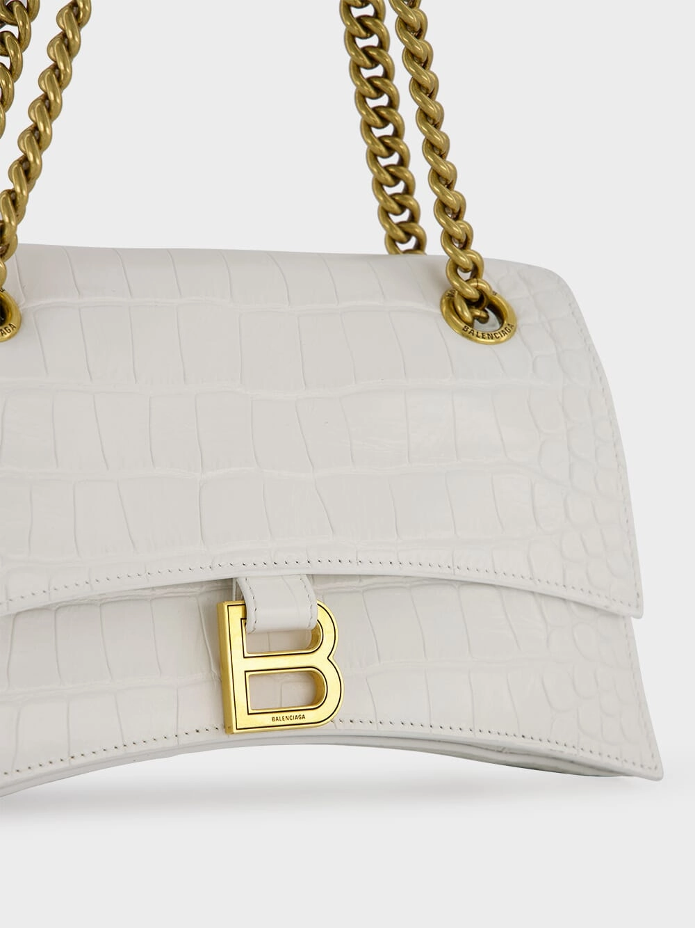 Crush Small Embossed Chain White Bag