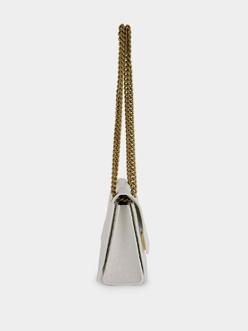 Crush Small Embossed Chain White Bag