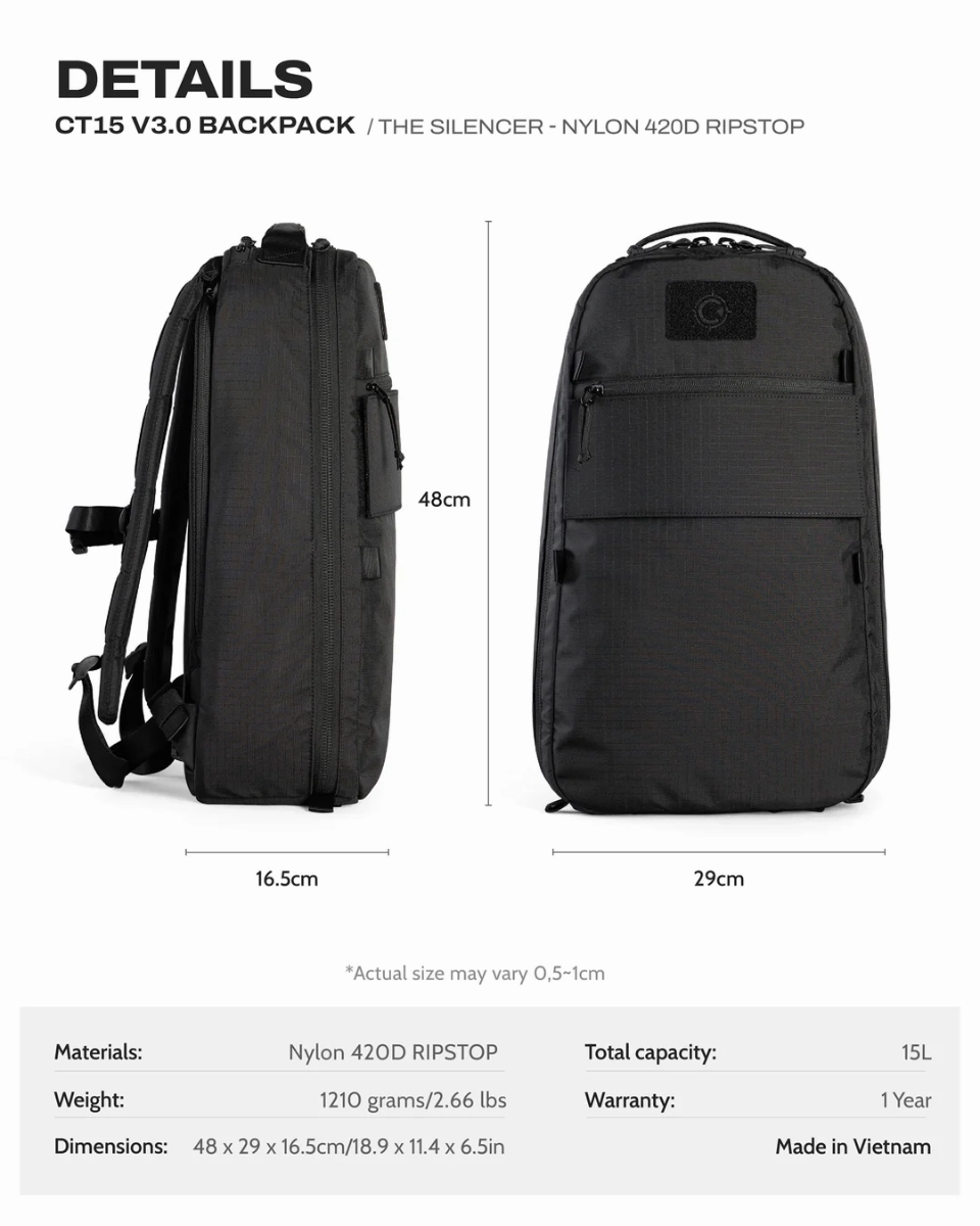 Ctactical CT15 V3.0 Backpack - The Silencer - Nylon 420D Ripstop