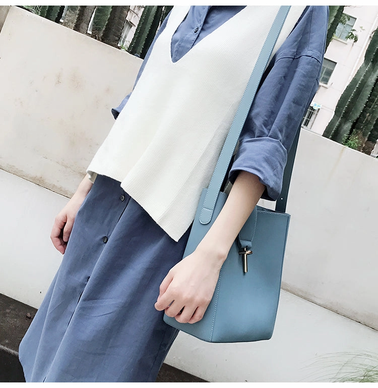 Cute LEATHER Fashion Bucket Bag WOMENs SHOULDER BAG Purses FOR WOMEN