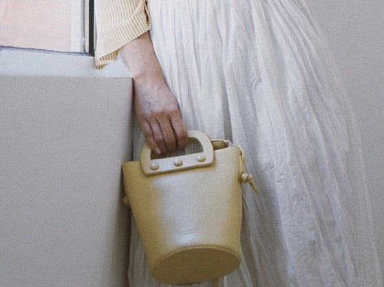 Cute Leather Yellow Womens Mini Bucket Purse Handbag Barrel Shoulder Bag for Women
