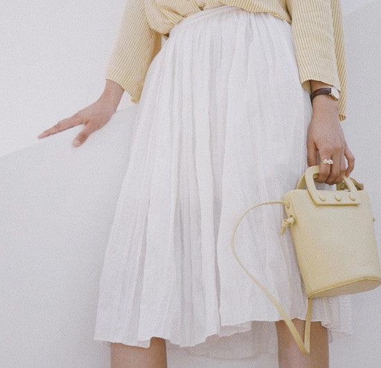 Cute Leather Yellow Womens Mini Bucket Purse Handbag Barrel Shoulder Bag for Women
