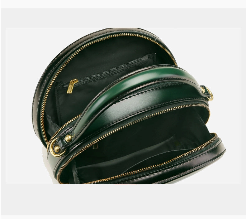Cute Womens Black Leather Half Round Crossbody Purse Handbag Round Black Shoulder Bag for Women