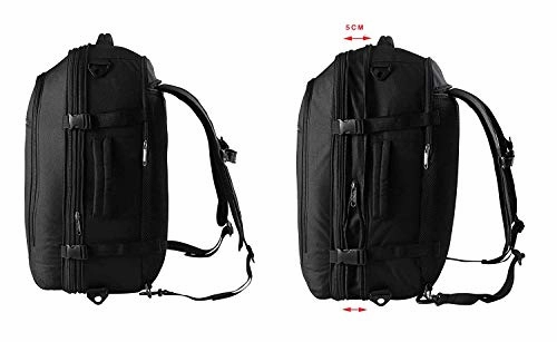 CX Luggage Expandable Travel Backpack - 22x14x9 Expanding to 22x14x10 - Laptop Sleeve Within - Lightweight Travel Backpack For International Travel (Black)