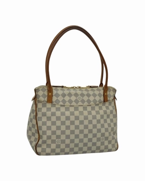 Damier Azur Canvas Shoulder Bag with Storage Smell