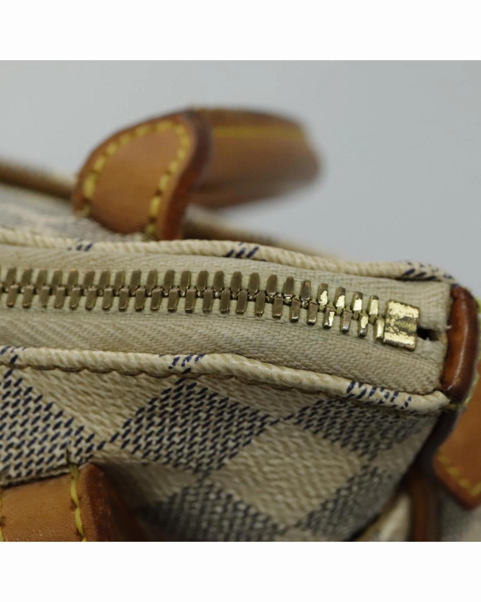 Damier Azur Canvas Shoulder Bag with Storage Smell