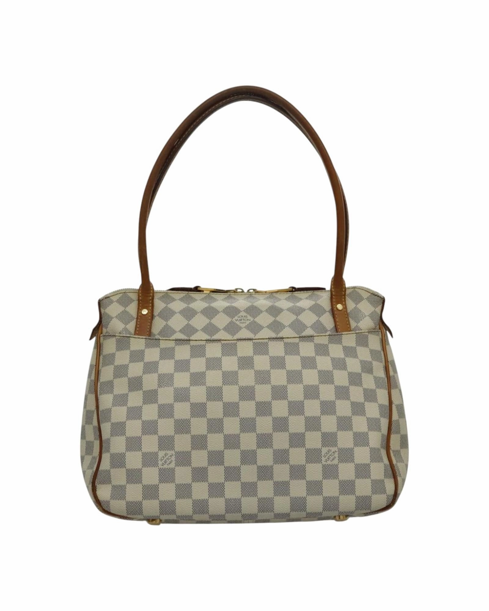 Damier Azur Canvas Shoulder Bag with Storage Smell