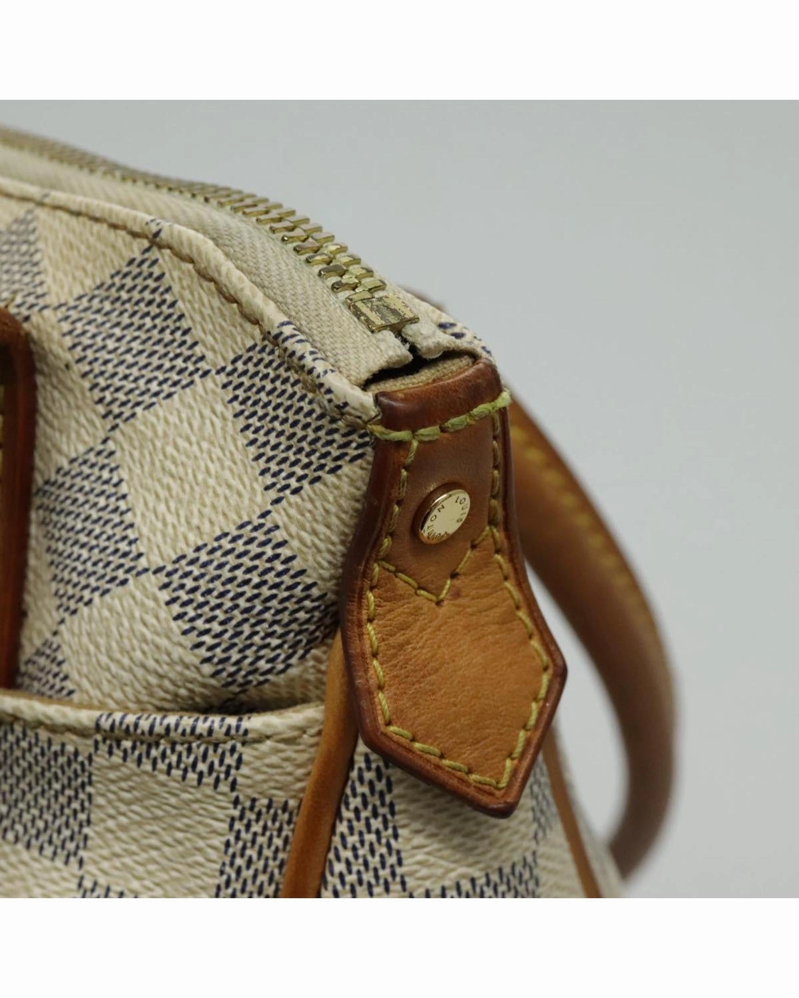 Damier Azur Canvas Shoulder Bag with Storage Smell