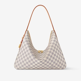 Damier Azur Slouchy MM Leather Shoulder Bag for Women