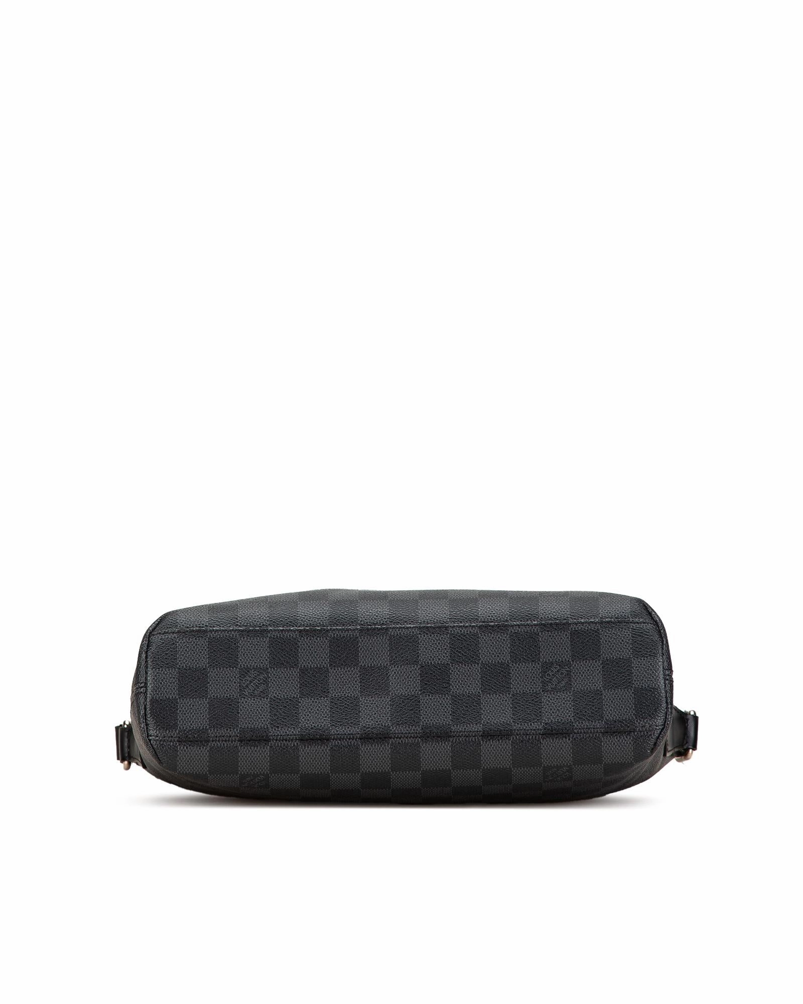 Damier Canvas Adjustable Strap Crossbody Bag with Zip Closure and Pockets