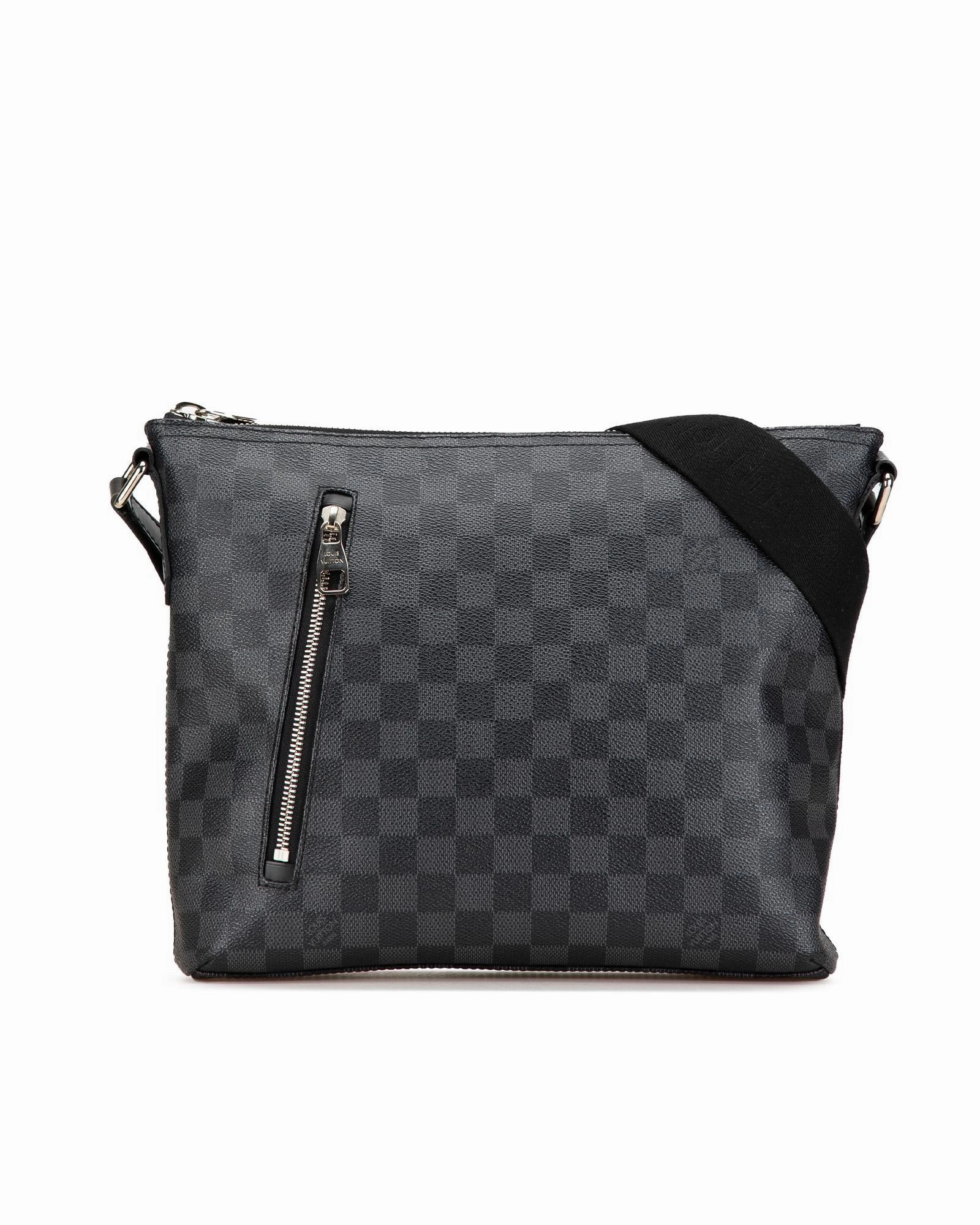 Damier Canvas Adjustable Strap Crossbody Bag with Zip Closure and Pockets