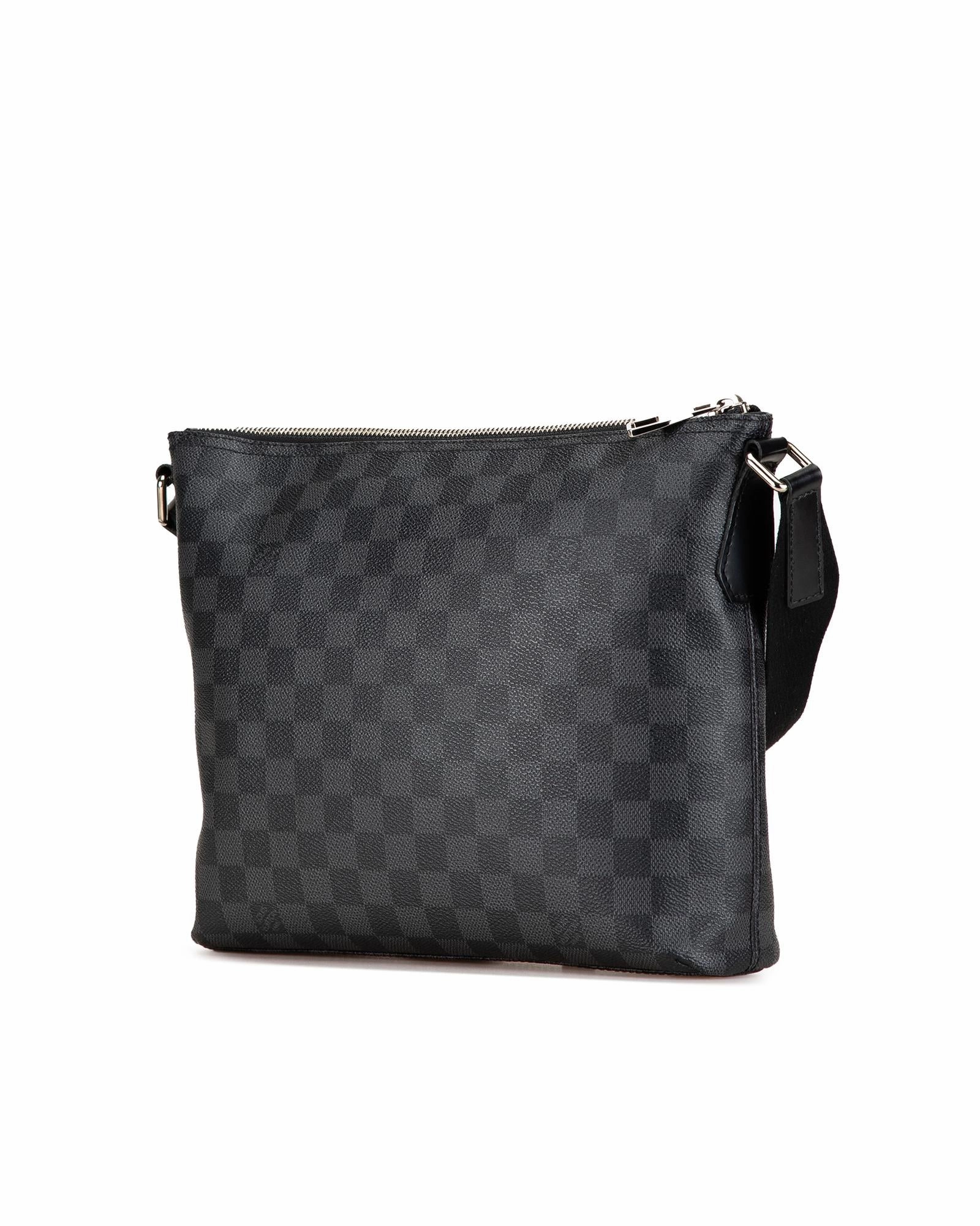 Damier Canvas Adjustable Strap Crossbody Bag with Zip Closure and Pockets