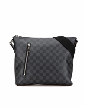 Damier Canvas Adjustable Strap Crossbody Bag with Zip Closure and Pockets