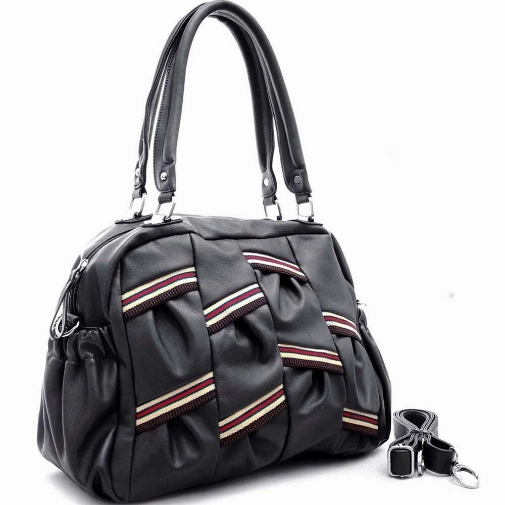 Dasein Multi Color Stripe Shoulder Bag Handbag Leather 16W X 10H X 4D