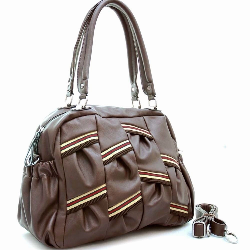 Dasein Multi Color Stripe Shoulder Bag Handbag Leather 16W X 10H X 4D