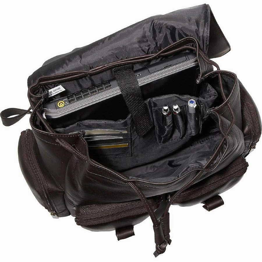 David King Leather Laptop Backpack W/2 Front Pockets