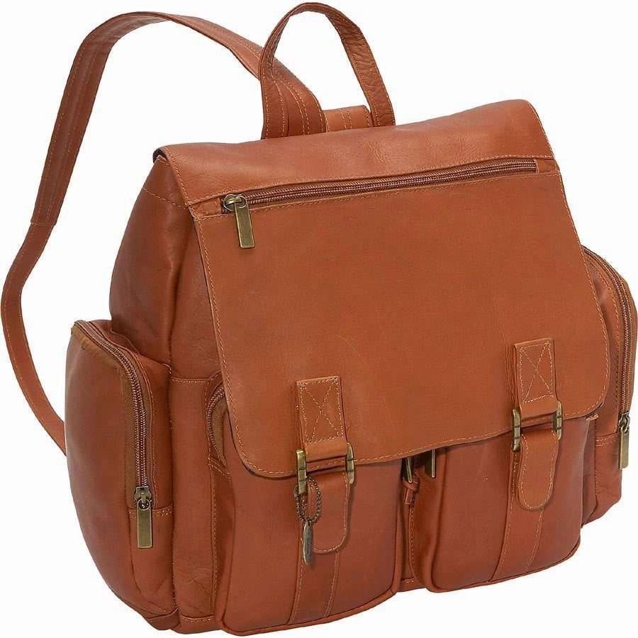 David King Leather Laptop Backpack W/2 Front Pockets