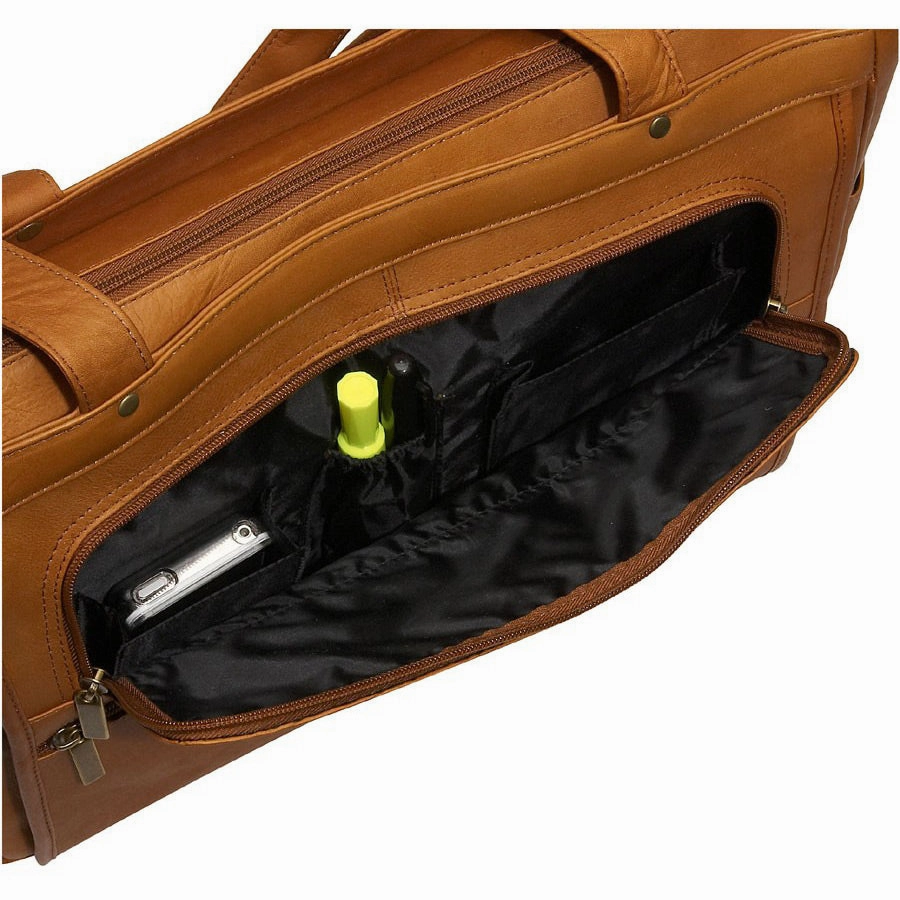 David King Women'S Multi-Pocket Leather Briefcase