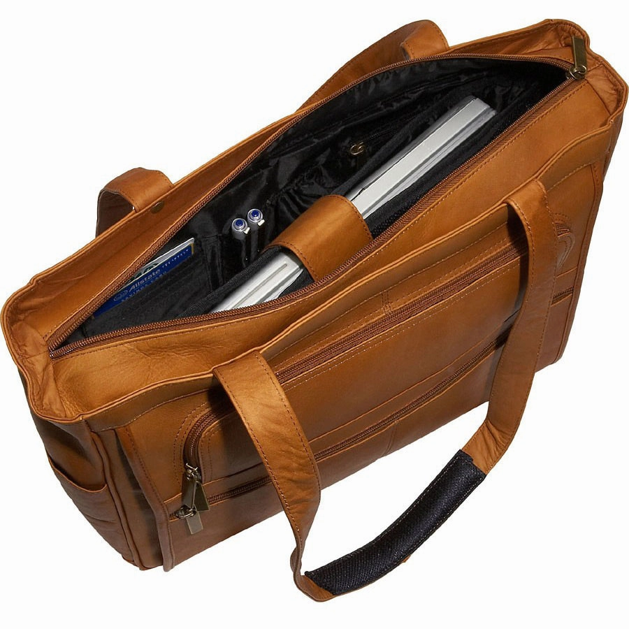 David King Women'S Multi-Pocket Leather Briefcase