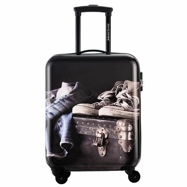 Davidjones Wheel Travel Suitcase Carry On Trolley Bag Spinner Cabin Large Luggage Bag Girl