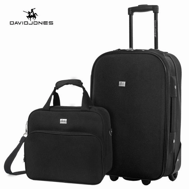 Davidjones Wheel Travel Suitcase Set Carry On Trolley Bag Fixed Cabin Large Luggage Bag Girl