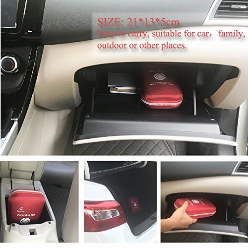 DeftGet First Aid Kit - 163 Piece Waterproof Portable Essential Injuries & Red Cross Medical Emergency Equipment Kits : for Car Kitchen Camping Travel Office Sports and Home