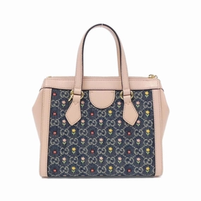 Denim Shoulder Bag with Strap and Metal Fittings