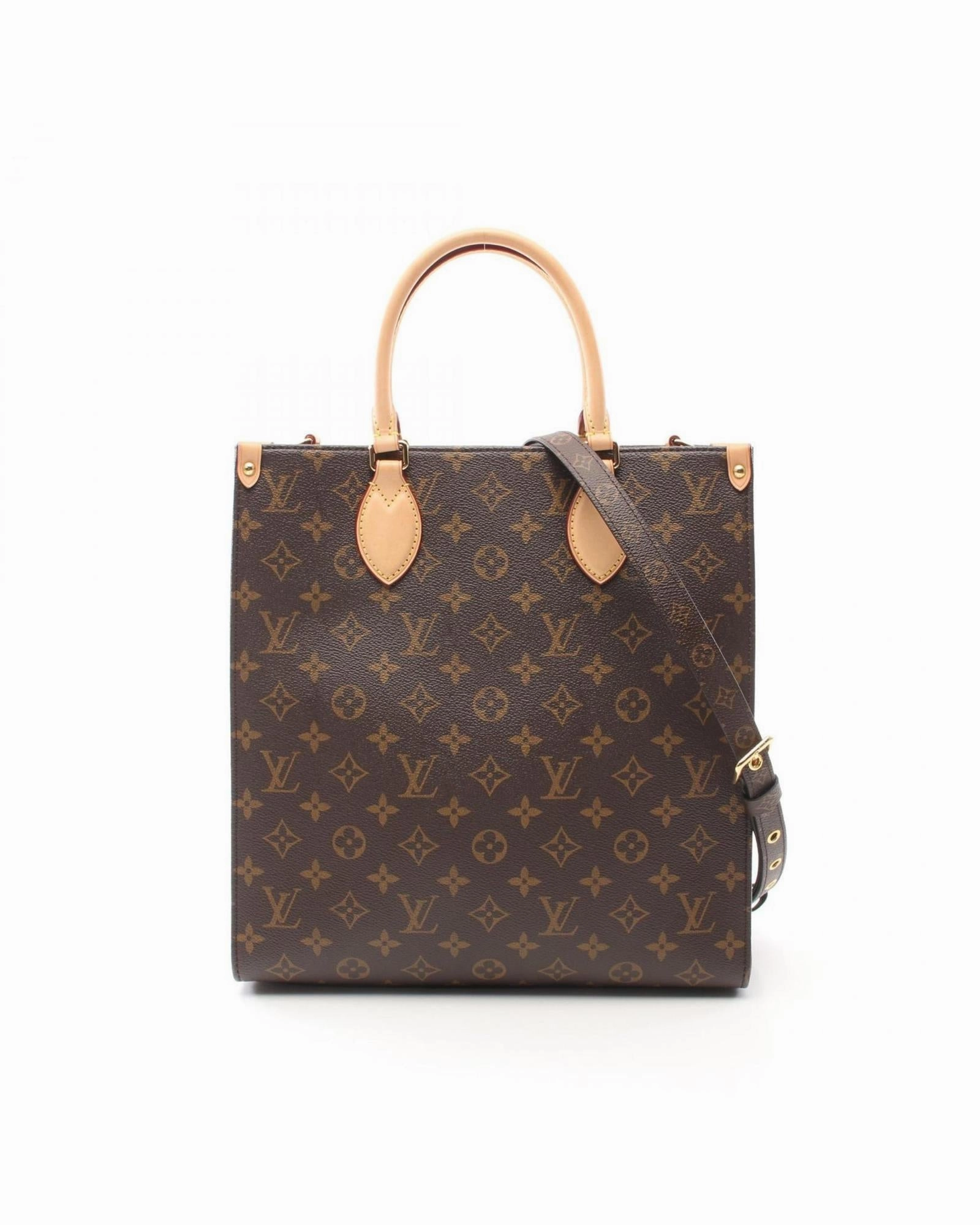 Designer Canvas Sac Plat Tote Bag with Dust Bag and Shoulder Strap