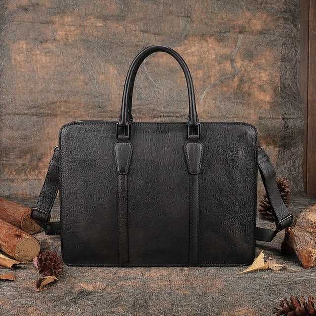 Designer Handmade Business Briefcases Men Women Genuine Leather Top Handle Shoulder Bag Vintage