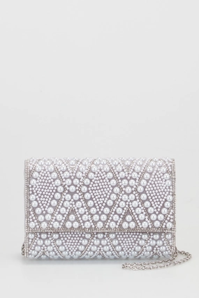 Diamante & Pearl Clutch Bag