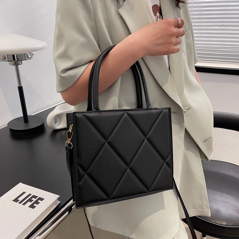 Diamond Grid Tote Large Capacity One-Shoulder Crossbody Bag
