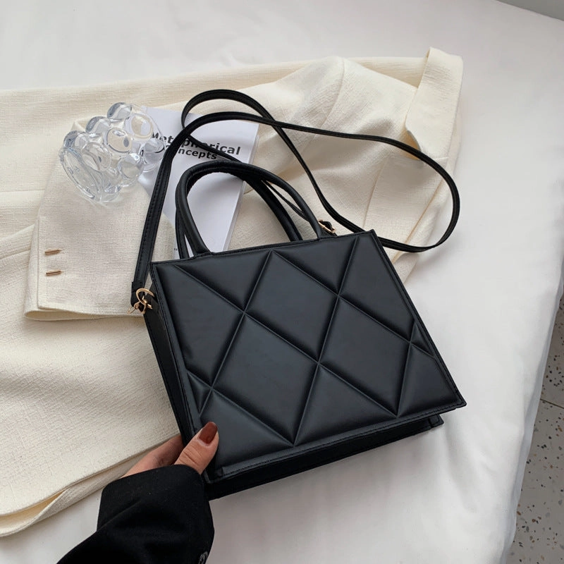 Diamond Grid Tote Large Capacity One-Shoulder Crossbody Bag