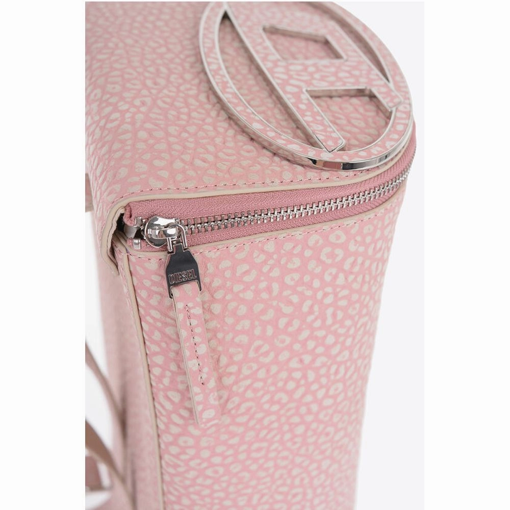 Diesel Embossed Leather Backpack with Applicated Logo
