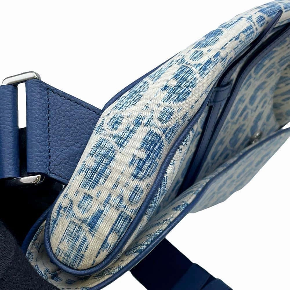 Dior Oblique Kasuri Saddle Crossbody Bag Blue1ADPO093UTK Cotton