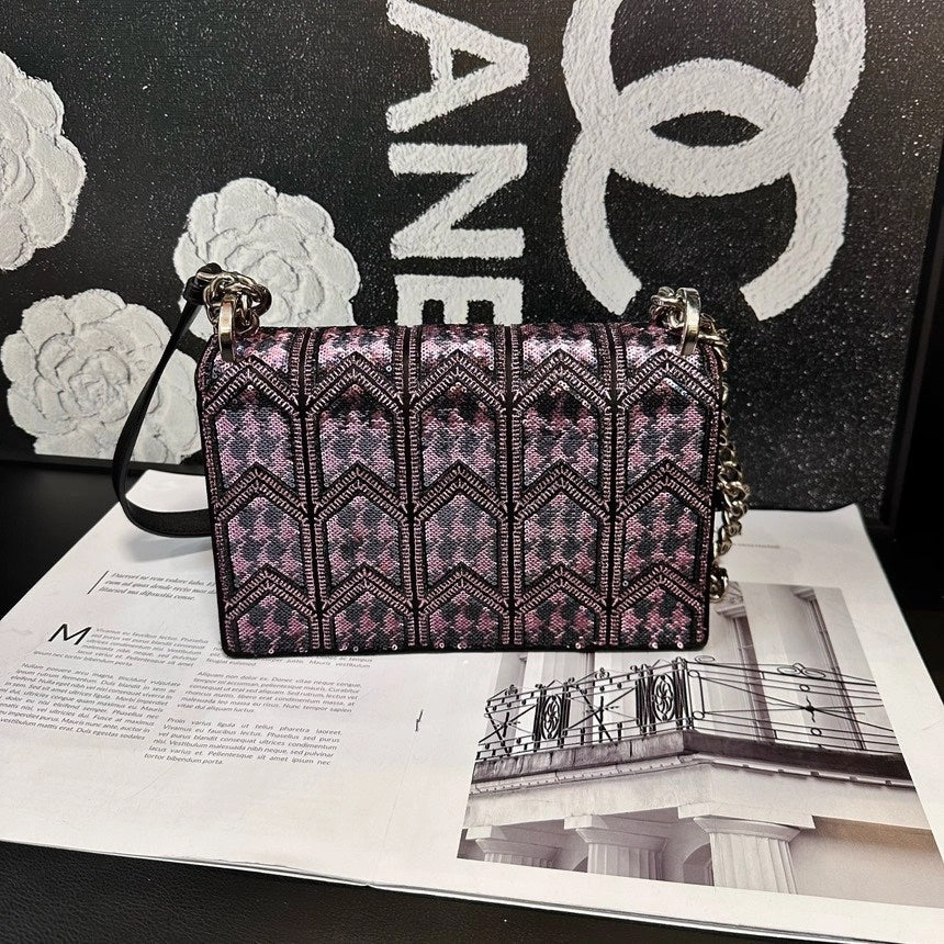 Dior Silk Sequin Embroidered Shield Crossbody Bag Pink