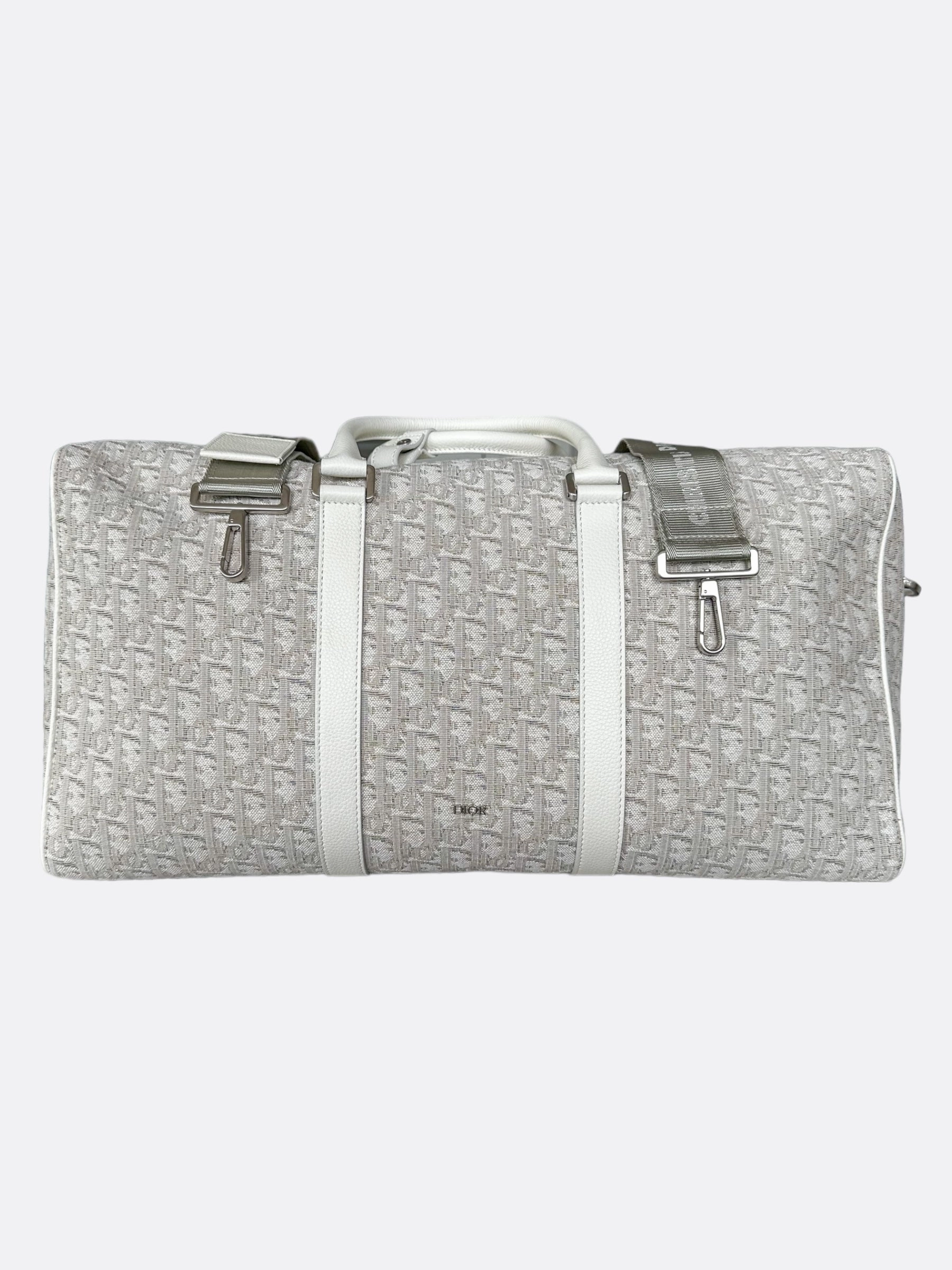 Dior White Oblique Lingot 50 Duffle Bag