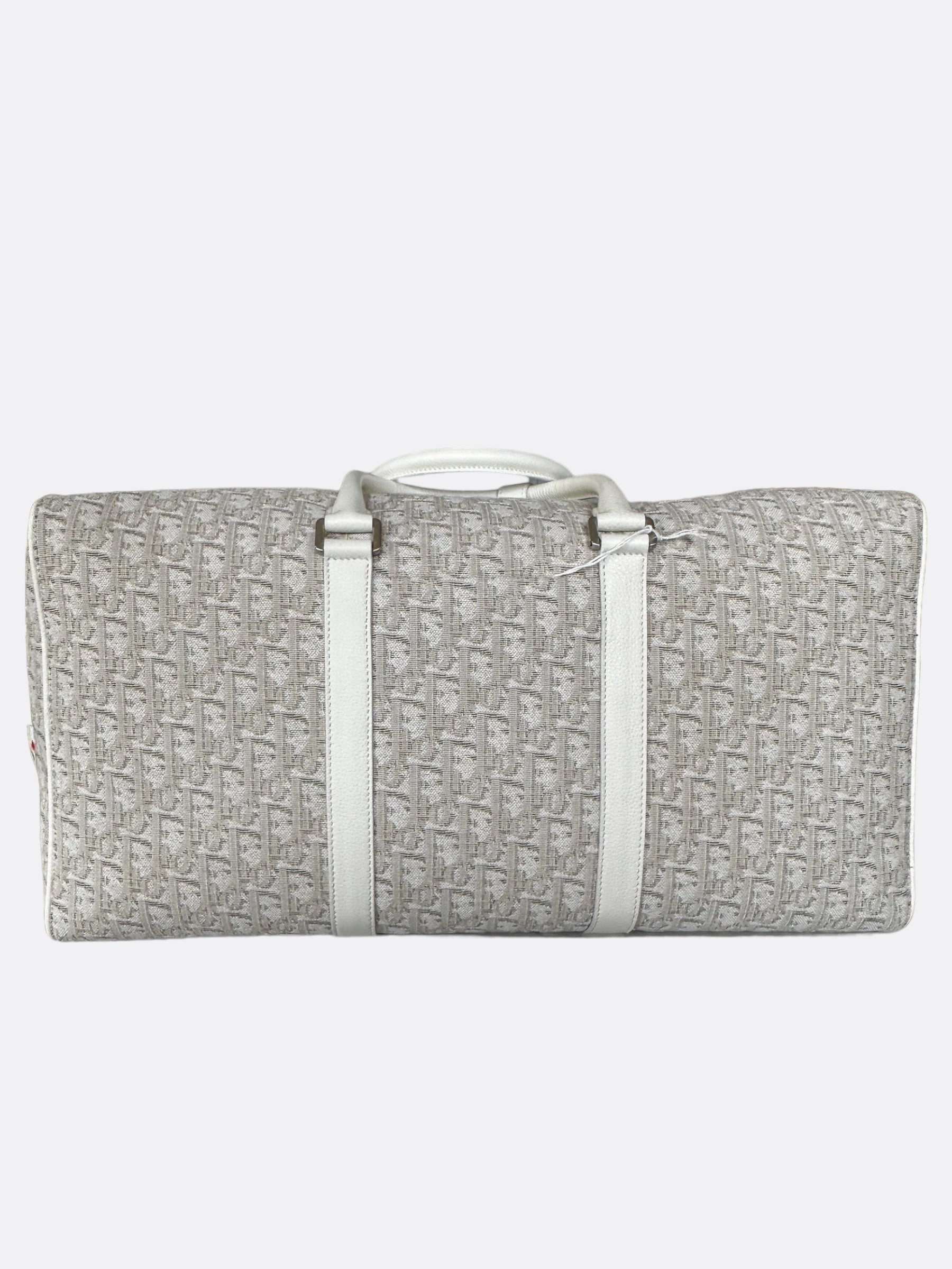 Dior White Oblique Lingot 50 Duffle Bag