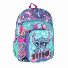 Disney Lilo and Stitch Angel 5 Pc Set Backpack Lunch Box Key Chain Pencil Case Scrunchie - One Size