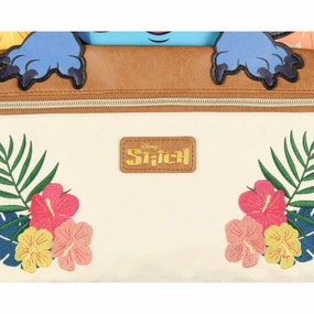 Disney Lilo And Stitch Backpack 3D Character Embroidered Floral Design Faux Leather Travel Tote Bag