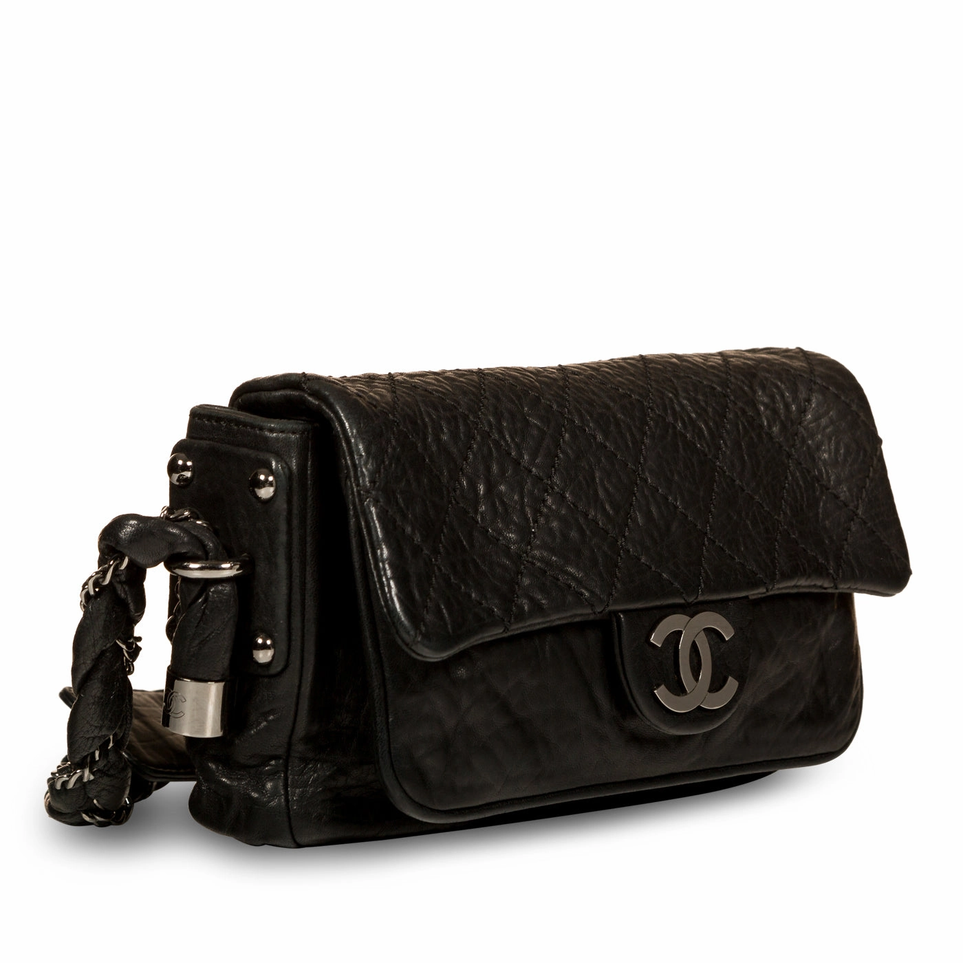 Distressed Calfskin Shoulder Bag