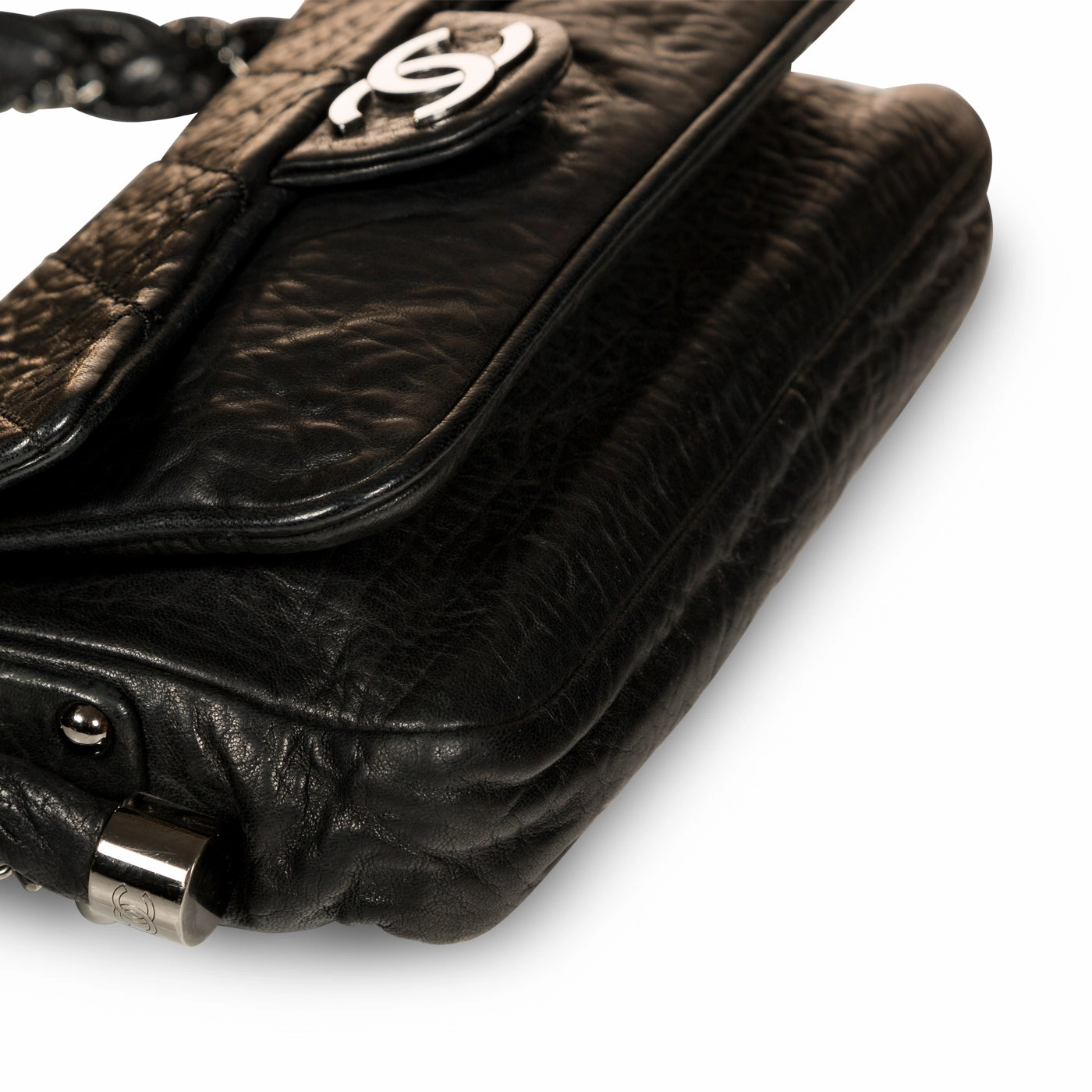 Distressed Calfskin Shoulder Bag