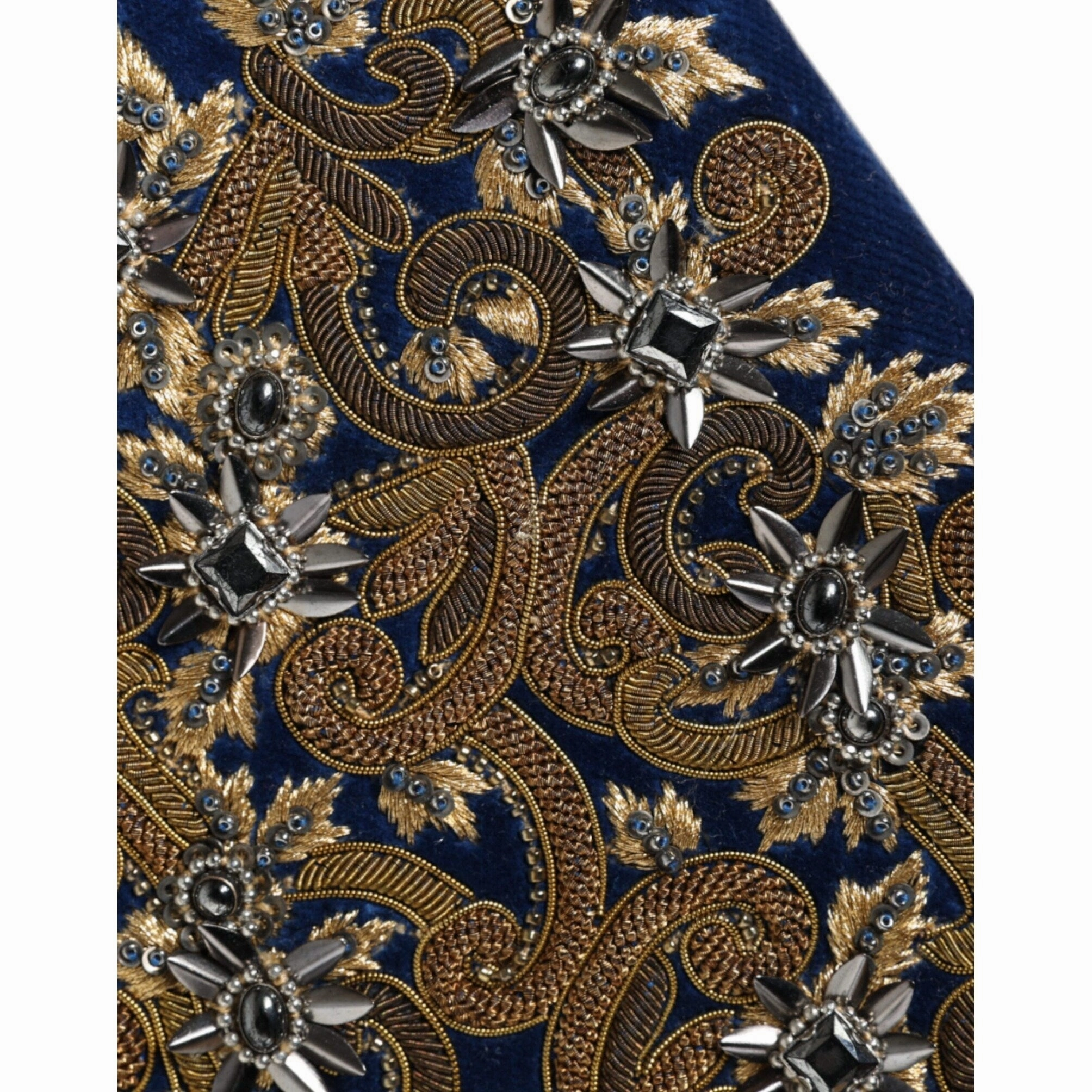 Dolce & Gabbana Blue Velvet Gold Frame Clutch Evening Party Purse Women's Bag